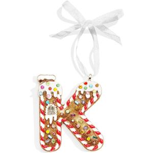 Christmas Letter Ornaments, Letter Ornaments for Xmas Tree,Hanging Christmas Ornament Gift for Mother Friends Sister Wife Grandma Women Men (-K, Gingerbread Man)