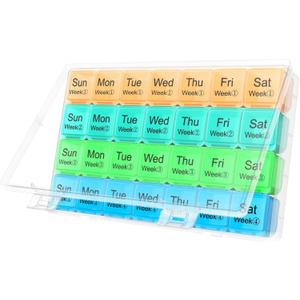 Large Monthly Pill Organizer 28 Day Case Organizerd Extra Large Compartments 4 Week Dust-Proof Pill Case Medication Reminder Portable Travel Container (Orange-Cyanblue-Green-Blue) Large Monthly Pill Organizer 28 Day Case Organizerd Extra Large Compartments 4 Week Dust-Proof Pill Case Medication Reminder Portable Travel Container (Orange-Cyanblue-Green-Blue)