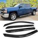 Window Visors Rain Guards for 2014-2018 Silverado Sierra 1500,2015-2018 Silverado Sierra 2500 HD,3500 HD; Only with Crew Cab Window Wind Deflectors Vent Visor Sun Shades