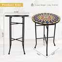 14 Inch Mosaic Patio Round Side Table with X-Straight Legs, 14" x 14" x 21.85"