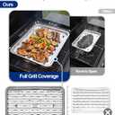 25Pcs Broiler Pans for BBQ Grill, 9.2 x 13.5 Grill Pan Liners with Ribbed Surface, Disposable Aluminum Foil Trays for Oven with Hole