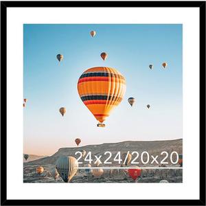 JCJMY 10x10 Picture Frame Black for Wall Hanging, Wall Mounting Horizontally or Vertically, 20 X 20 Square Wall Gallery Poster Photo Frame with Durable Shatter Resistant Plexiglass, Black