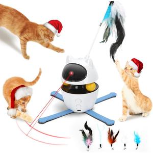 Nobleza Cat Laser Toy, 3-in-1 Interactive Cat Toys for Indoor Cats, Automatic Laser Pointer for Cats, Black & White