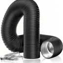 4 Inch 8 Feet Black Dryer Vent Hose Heavy Duty Dryer Vent Duct Kit, Flexible Aluminum Dryer Vent Pipe with Clamps for HVAC, Laundry Dryer Exhaust Hose Replacement