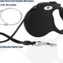 16ft Retractable Dog Leash for Large Breed Dogs up to 110 lbs with a Detachable Chew Proof Extender Wire Ropes (Black L)