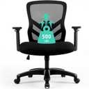 YFO Big and Tall Office Chair 500LBS - Computer Desk Chair with Adjustable Lumbar Support, Heavy Duty Ergonomic Mesh with 360 Rotation 4D Arm and Extra Wide Comfty Seat, Quiet Wheels for Adults, Black 