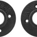 NearMoon Industrial Pipe Floor Flange, Heavy Duty Malleable Iron Pipe Fittings, Black Wall Mounted Vintage DIY Threaded Flange(2 Pack, 1 Inch)