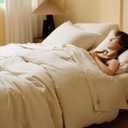 Bedsure Cotton Duvet Cover Queen Size, Cotton & Rayon Derived from Bamboo Blend Duvet Cover Set for Hot Sleepers, Ultra-Soft, Breathable & Lightweight Home Bedding for All Seasons (Beige, 90"x90") (03 - Cooling Beige (No Comforter))