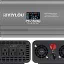 1500W Pure Sine Wave Inverter (3000W Peak), 12V/24V Auto-Detect, 50Hz/60Hz Switchable, LCD Display, Type-C Fast Charging, Silent Design, Overload & Overheat Protection for RV, Home