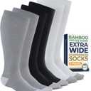 Pembrook 3 Pairs Plus Size Compression Socks Wide Calf - Bamboo Viscose Compression Socks for Women Wide Calf (Black/White/Gray - 3 Pairs)