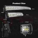 42Inch 780W + 22Inch 390W Curved LED Light Bar Triple Row Flood Spot Combo Beam Off Road Lights + 4pcs 4Inch 60W Led Fog Lights W/2PCS Rocker Switch Wiring Harness for Jeep Trucks ATV Boat