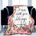 Christian Blanket with Inspirational Thoughts and Prayers Religious Bible Verse Throw Blanket Ultra Soft Warm Flannel Blankets for Women Men Gifts 50"X40" (I Am With You Always - Floral)