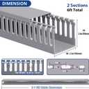 ZhiYo 2"H x 2"W Cable Raceway, 6ft Under Desk Wire Management Channel, Grey