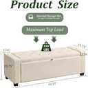 Royal Windsor Ottoman with Storage,Tufted Storage Bench with Safety Hinge,Holds up to 350 lb,Upholstered Bench with Seating for Bedroom, Living Room,Entryway,Linen Beige, 15.8"D x 43.3"W x 15.8"H