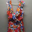 B2prity Women's Plus Size Swimsuit Tummy Control One Piece Swimdress Ruffle V Neck Cutout Wrap Bathing Suit with Skirt 18 W