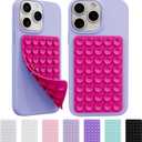 2 Pack Silicone Sticky Grip Holder for Cellphone, Silicone Suction Cup Phone Case Mount Double Sided, Hands-Free Phone Accessories Strong Grip Holder for Selfie and Video (Hot Pink)