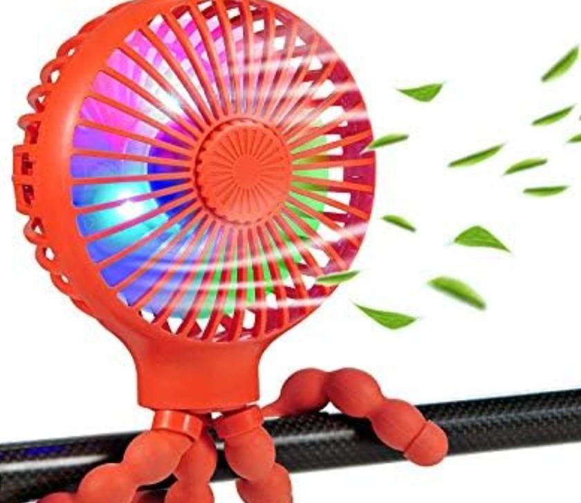 Versatile Handheld Stroller Fan Red
