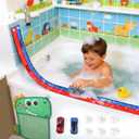 Race Car Bath Toy Set, Flex Race Track Car Set, Toddler Bath Toys, Kids Bathtub Gift,Accompanied by a mesh Storage Bag, Toy car, and Suction Cup, for Ages 3 & Up