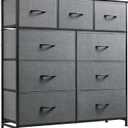 WLIVE 9-Drawer Dresser, Fabric Storage Tower for Bedroom, Hallway, Entryway, Closet, Tall Chest Organizer Unit with Fabric Bins, Steel Frame, Wood Top, Easy Pull Handle, Dark Grey