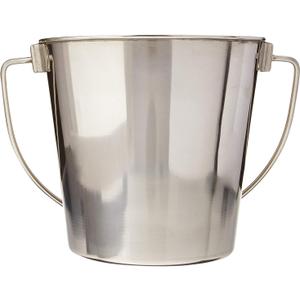 Heavy Stainless Steel Round Bucket, 2 Quart | Durable Food & Water Pail for Dogs, Cats, Kennels, Cages and Critter Crates | Multi-Purpose Bucket