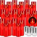23-Pack Red Acrylic Flameless LED Candles with Remote Control - Realistic Flickering Battery - Operated Candles for Valentine's Day, Home Decor, Weddings, and Parties.