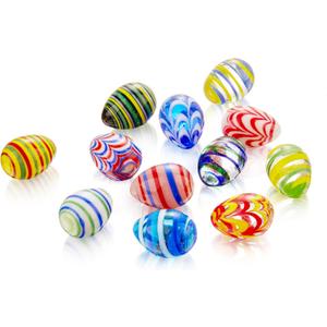 Hand Blown Art Glass Easter Eggs with Small Glass Gems and Stones - Handmade Tiny Eggs Ornaments Collectible Figurines for Home Decorations and Party Favors for Boys and Girls