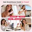 Go Brush Pro for Short Hair Hair Straightener Brush Cordless & Portable with 300M Negative Ions, 4 Temps Fast Heating, Game Day Ready Styling Tool for Watch Parties, Travel & Daily Use Nude Pink