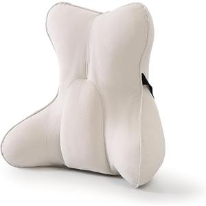 Lumbar Support Pillow(Pat. Pend)  Multi-Functional Ergonomic Back Cushion for Sofa Chair, Car Seat & Sofa, Reading Pillow with Firm Multi-Zone Support to Relieve Lower Back Pain, Misty White (17.7")