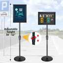 Sign Holder Stand - 8.5 11 inch Standing Display Sign Stand, Adjustable Poster Sign Holder Heavy Duty Pedestal Floor Sign Stand, Snap Open Frame for Vertical & Horizontal View, Black (Black, 8.5x11 6-Pack)