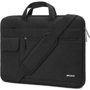 MOSISO Laptop Shoulder Bag Compatible with MacBook Air/Pro,13-13.3 inch Notebook,Compatible with MacBook Pro 14 inch M5 M4 M3 M2 M1 2026-2021,Polyester Flapover Briefcase Sleeve Case, Black