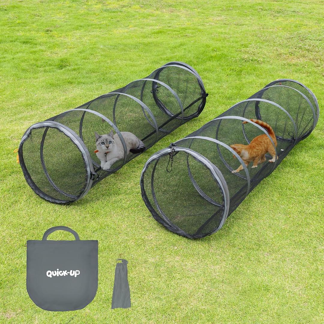 Cat Furniture for Indoor and Outdoor Playpen Portable Cat Tunnels, Kennel Enclosure, Portable Catio for Indoor Cats, Dogs & Small Animals, Easy Connected with Tents or Cubes, 2 Packs, Product size 59"L x 18" W