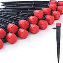 Drip Irrigation Emitters for 1/4" Drip Irrigation Tubing - Adjustable 360 Degree Water Flow Drippers on 5" Arrow Stake (25pcs Drip Emitters with Lock Barbed)