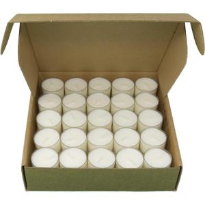 Unscented Tealights -Rapeseed Wax Paraffin-Free Candles, 4/8 Hour Burn Time in Recyclable Clear Cups for Home & Events(50 Tealights - 8 Hours)