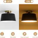 Metal Semi Flush Mount Ceiling Light, 11.6" Black and Gold Industrial Flush Mount, Single Lamp Base Modern Ceiling Light Fixtures for Entryway Hallway Kitchen Laundry Room