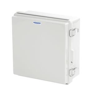 Mollom Outdoor Junction Box for Electrical Project Waterproof IP67 with Hinged Grey Cover, Stainless Steel Latch, Mounting Plate, and Wall Brackets(210x210x100mm | 8.3x8.3x3.9In)