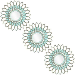 Aeveco Small Round Decorative Mirrors Pack of 3 for Room & Home | Green Circle Mirrors Modern Wall Decor Gifts for Women & Moms