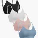Omisy 4 Pcs Cami Bralettes for Women, Padded Sport Bra Pack No Underwire with Dual Straps for Sleeping, Yoga, Lounging. Size M