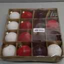 15 Pcs Velvet Christmas Ball Ornaments 3.15 Inch Flocked Christmas Tree Ornaments with 10 Yards Velvet Ribbon Burgundy Red White Shatterproof Xmas Baubles for Tree Holiday Decor