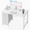 Pamray 32 Inch Computer Desk with 4 Drawers Small Office Desk for Home Bedroom Study Writing Simple Modern Computer Table White