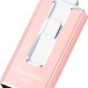 MFi Certified 256GB Flash Drive for iPhone, 3 in 1 Type-C USB Memory Stick Thumb Drive for Photos Videos, High Speed External Memory Storage Photo Stick for iPhone iPad Android PC (Rose Pink)