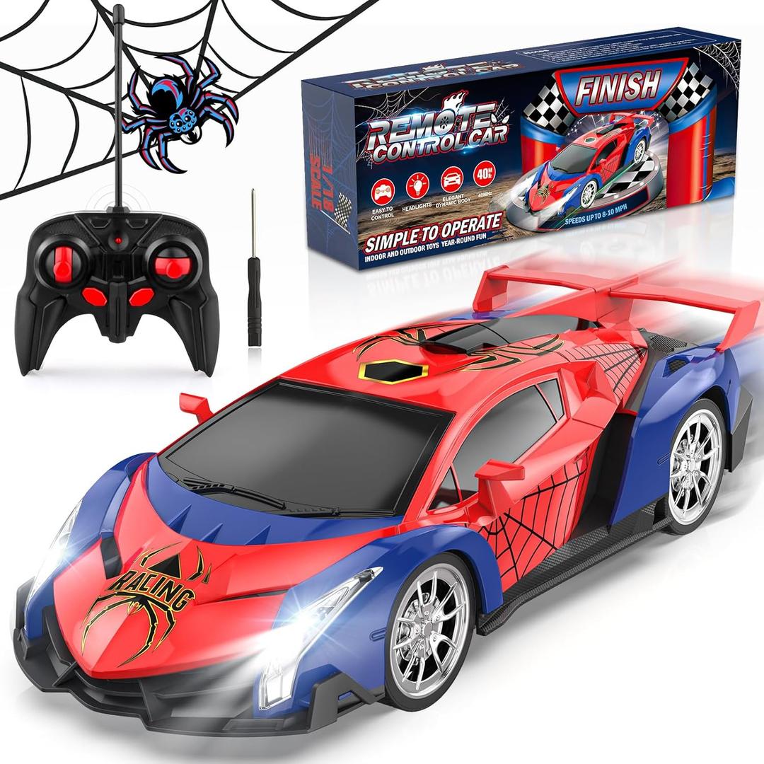 Growsland Remote Control Car for Kids, RC Cars for Boys Kids 1:18 Electric Vehicle Toy Car Hobby Racing Car Toys with Lights & Controller, Birthday Gift for 3 4 5 6 7 8 9 Year Old Boys Girls (Red)