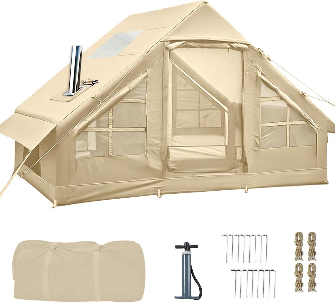 Inflatable Tents for Camping,Easy Blow Up Tent with Hand Pump,4 Seasons Waterproof Air Inflatable Camping Tent House for Family Weekend Camping, 9.8ft X 7.2 ft for 4-6 person