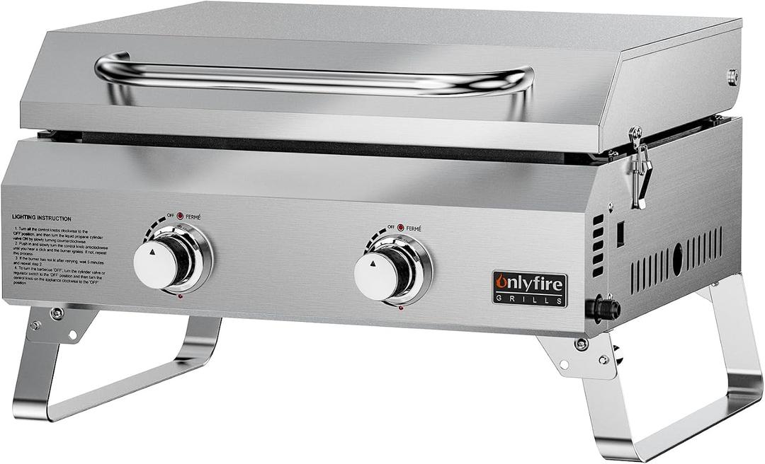 ONLYFIRE GRILLS Tabletop Gas Griddle 2 Burners, Propane Gas Stove, GS318
