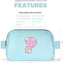 Uygafly Fanny Pack Belt Bag Crossbody Bags with Initials Letter Patch Trendy Stuff for Teens Cute Stuff Birthday Gifts for Teenager Girls | P,Blue Bag