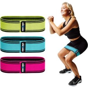 2 x Resistance Fabric Booty Bands- 3 Working Out Hip Stretch Bands for Legs, Butt, Glutes- Exercise Loop Band for Workout, Stretching, Warm-Up, Strength Training, Squats, Build Glute & Muscle, Women & Men