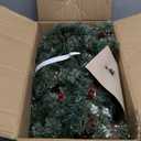 6ft Frosted Evergreen Christmas Snowed Pine Garland  Red Berries and Pinecones Holiday Fireplace Indoor Decoration