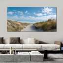 Trogonup Blue Coastal Beach Wall Art for Living Room Ocean Seascape Canvas Print with Seagulls Nature Modern Artwork for Bedroom Office Home Decor 29x58 Inch
