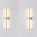 Only Suitable for Small Junction Box Set of 2 Hardwired Narrow Gold Wall Sconces Modern Picture Lights Linear Mirror Vanity Wall Lights for Bathroom Bedroom Corridor (2 Pack, 24'', Gold, Dimmable)