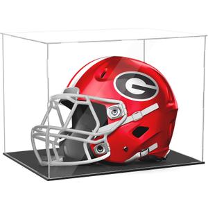 Football Helmet Display case Full Size Self-Assembly Acrylic Helmet Display Case with Black Protection Holder Base,UV Protection Clear for Dustproof Sports Collectibles Storage Showcase