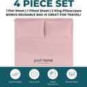 Posh Home King Size Jersey Knit Sheet Set, 4-Piece - Soft & Breathable All-Season Cotton Blend with Deep Pockets - Flat Sheet, Fitted Sheet & 2 Pillowcases - Pink